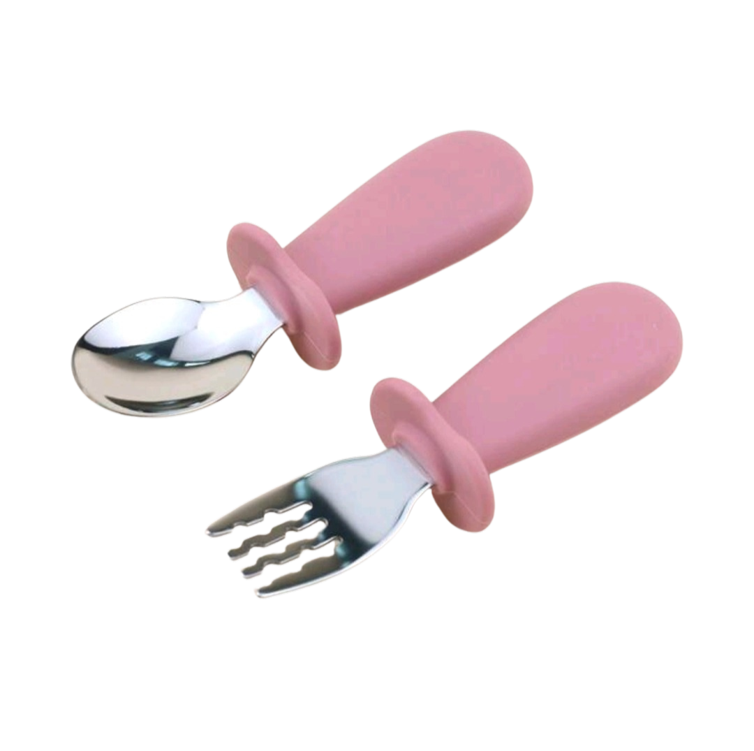 Stainless Steel & Silicone Fork and Spoon Set