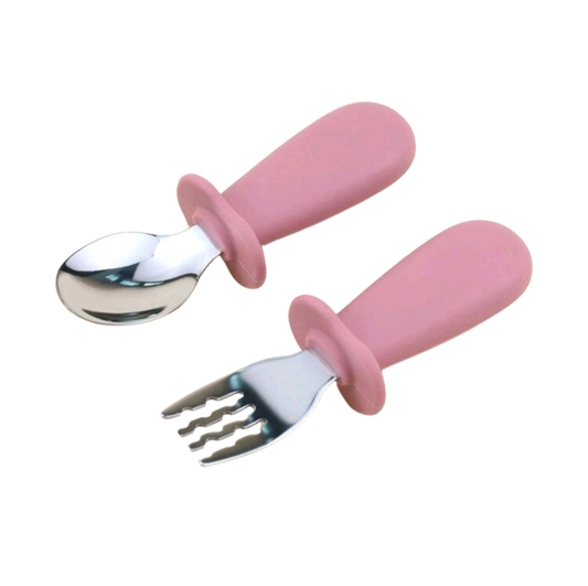 Stainless Steel & Silicone Fork and Spoon Set