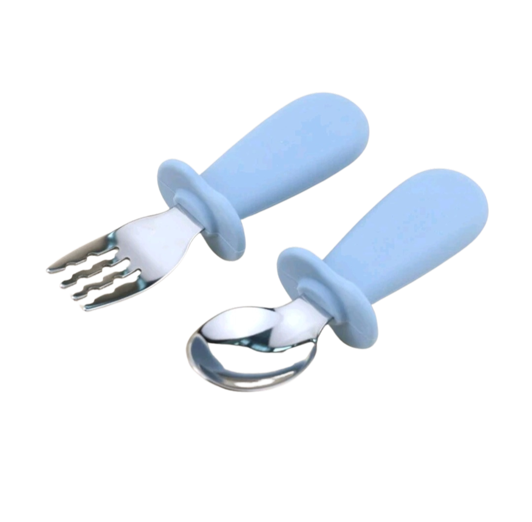Stainless Steel & Silicone Fork and Spoon Set